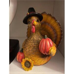 Thanksgiving Turkey Tabletop Centerpiece Decor, Resin 6.1" x 6.3" Thanksgiving